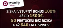 Online kasíno Synot ponúká bonus 1 500 €