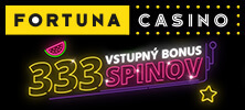 Online kasíno Fortuny - získaj 333 free spinov