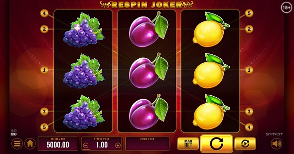 Klikni, vytvor si účet a hraj o veľké výhry v Synottip automate Respin Joker