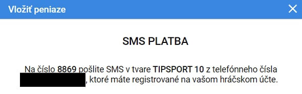 SMS vklad v Tipsporte