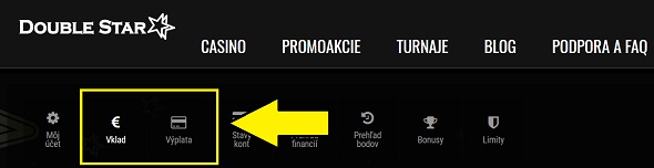 Vklady a výbery v DoubleStar SK online casine