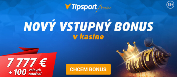 Tipsport vstupný bonus 7 777 Eur + 100 zatočení zadarmo