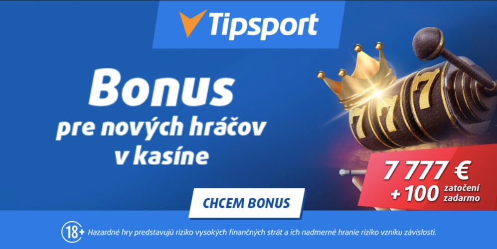 Tipsport bonus 7 777 Eur a 100 free spinov