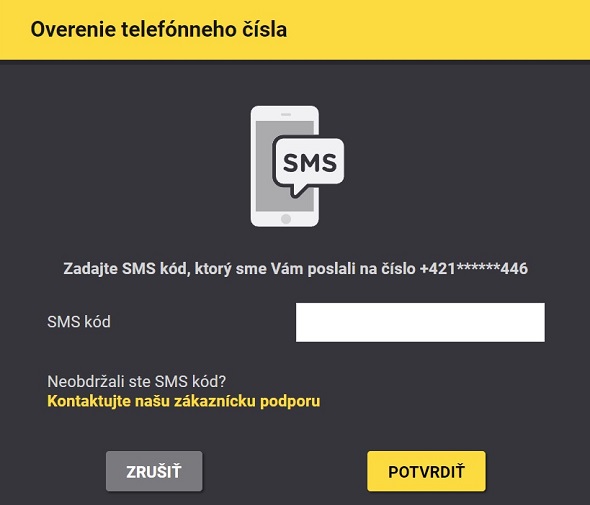 Overenie telefónneho čísla v iFortune