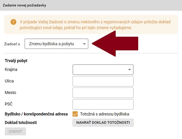 Zmena adresy trvalého pobytu v Tipsporte