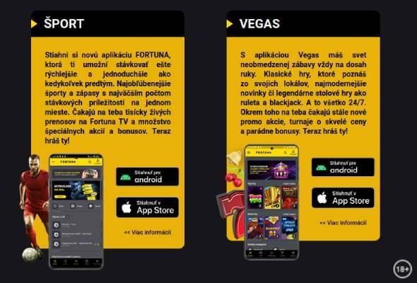 iFortuna mobilná aplikácia Vegas Šport