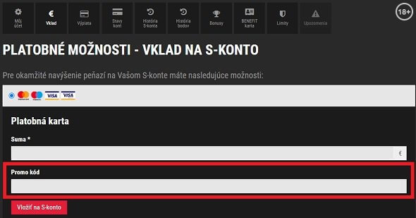 Bonusový kód pri vklade v Synottipe