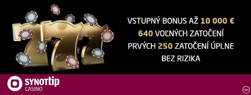 Synottip vstupný bonus 250 free spins