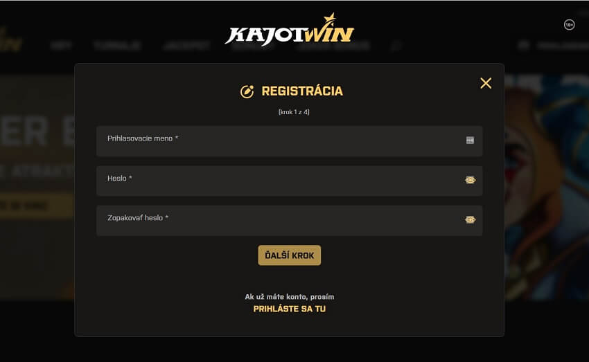 Kajotwin registrácia