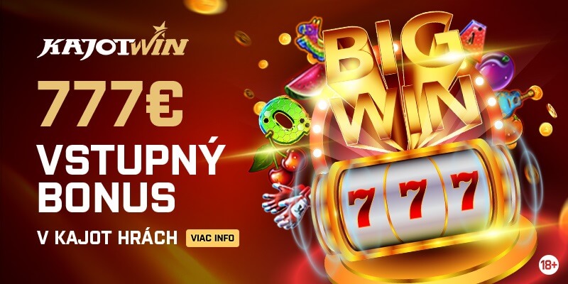 Kajotwin vstupný bonus 777€ + 33 free spins