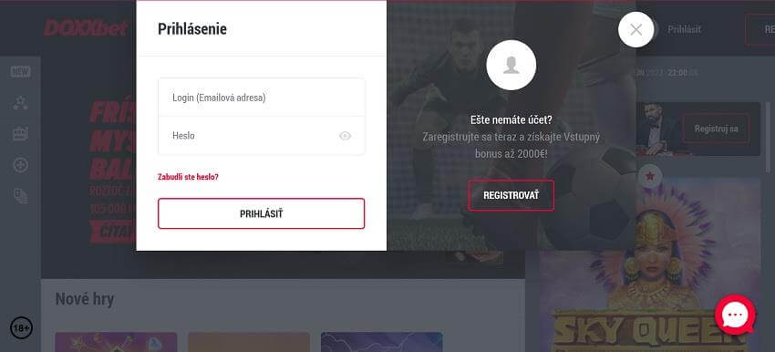 Doxxbet PC prihlásenie