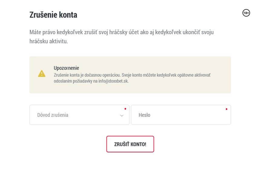 Ako zrušiť Doxxbet účet