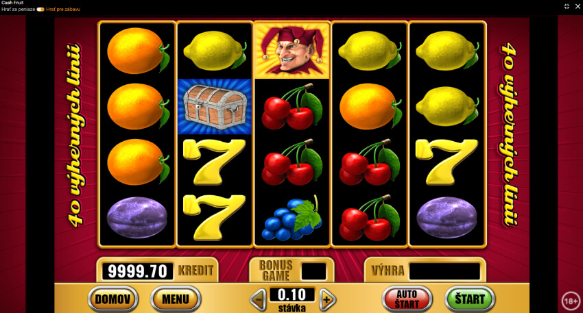 Klikni a hraj slot Cash Fruit v Tipsporte