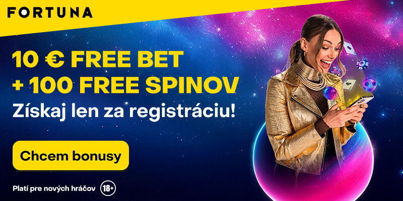 Fortuna 100 free spinov bez&nbsp;vkladu za&nbsp;registráciu a&nbsp;10 eur