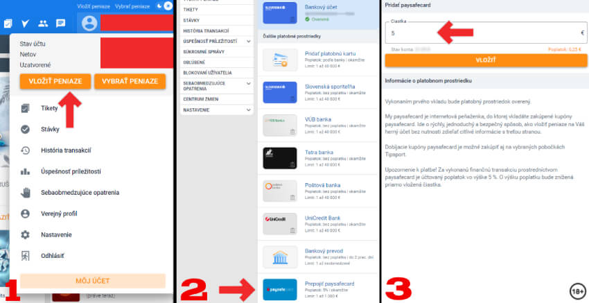 Klikni, vytvor si Tipsport účet a dobi si ho cez Paysafecard